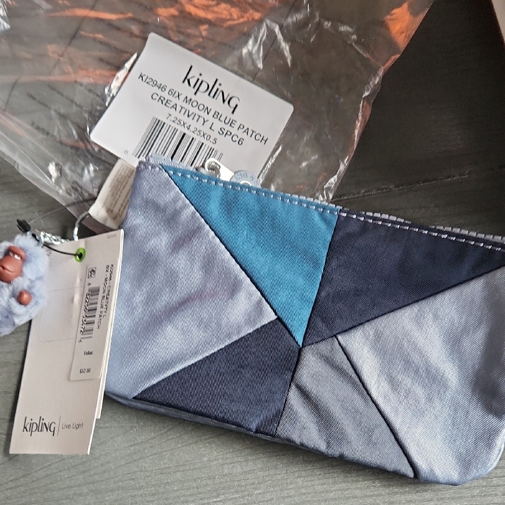 Kipling Geometric Blue Pouch
